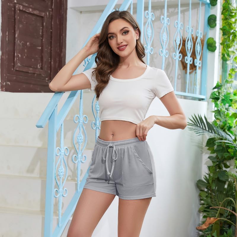 LYCY Pajama Shorts for Women, Soft Sleep Shorts for Women Lightweight knit Summer Pj Bottoms(Pack of 2&3) - Image 3