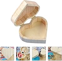 Vista 3 de Caja de madera con forma de corazón, 2 uds, sin terminar, sin pintar, caja de joyería de madera sin pintar, cajas de anillo de almacenamiento