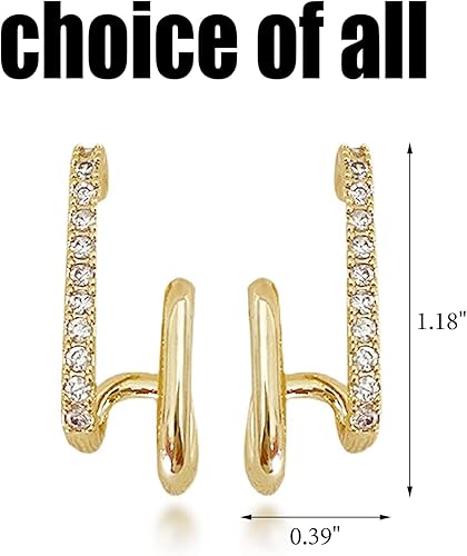 Miniatura 7 de Aretes de cuarteto para mujer, aretes de garra que parecen múltiples piercings de diamantes de imitación, aretes de tuerca envolventes, aretes de