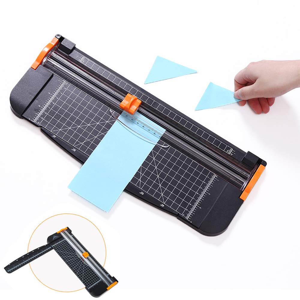 GMKD Trimming Paper, A4 Guillotine Paper Cutter, Portable Scrapbooking Paper Trimming Tool with Automatic Safety and Side Ruler for Home School