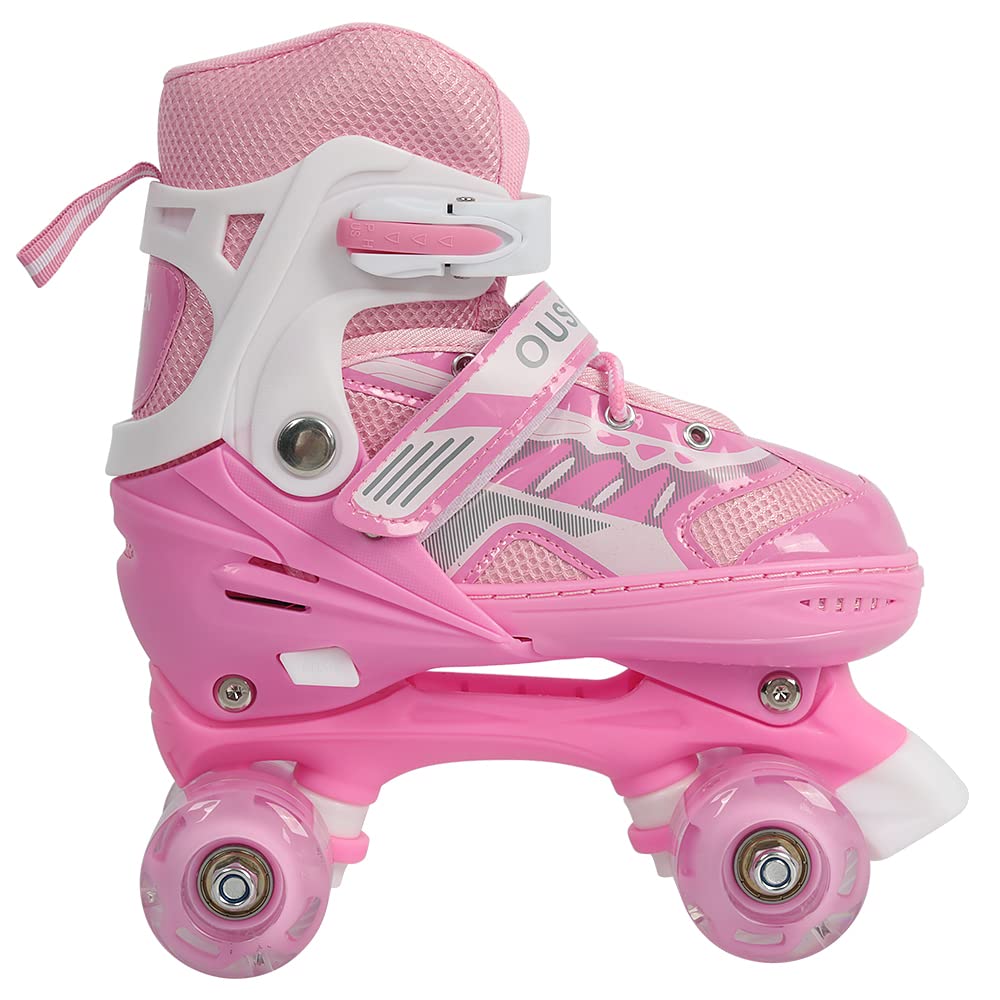 Patins à roulettes Enfant Réglables, Roller Double Rangée Fille Garçon, Taille Ajustable S/M/L, Chaussures de Patinage Sécurisées avec Frein, Confort Respirant – Roues Classiques ou