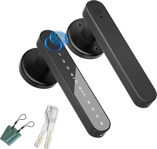 IKOED Fingerprint Door Lock,Smart Door knob,biometric Door Lock,with passcode keypad Fobs keyless Entry Door Handle，for Be...