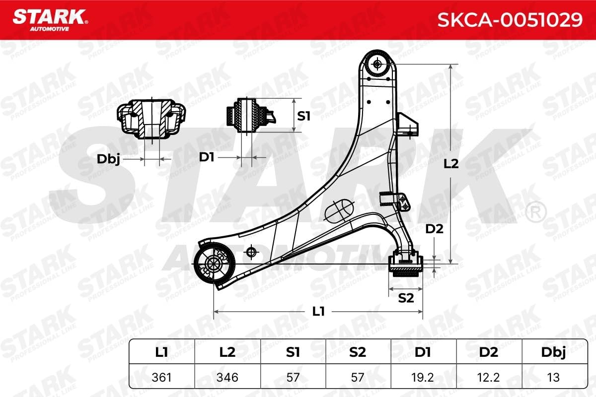 Wahacz Zawieszenia Koła STARK SKCA-0051029 przód lewo Kompatybilny z SUBARU IMPREZA hatchback GR, GH, G3 IMPREZA sedan GR