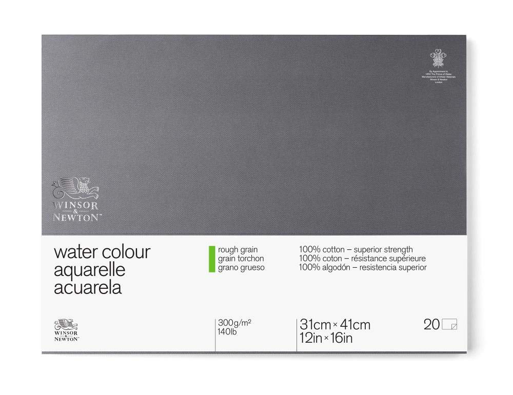 Winsor & Newton Aquarellblock "Professional" - Block 4-seitig geleimt - 20 Blatt, 300g/m², Grobkorn - 30,5 x 40,6cm