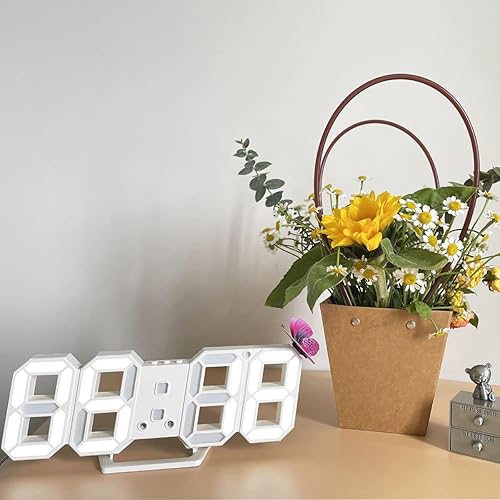 Reloj despertador digital 3D reloj despertador LED de pared con 3 ajustes automáticos de brillo fecha de 1224 horas temperatura reloj de luz