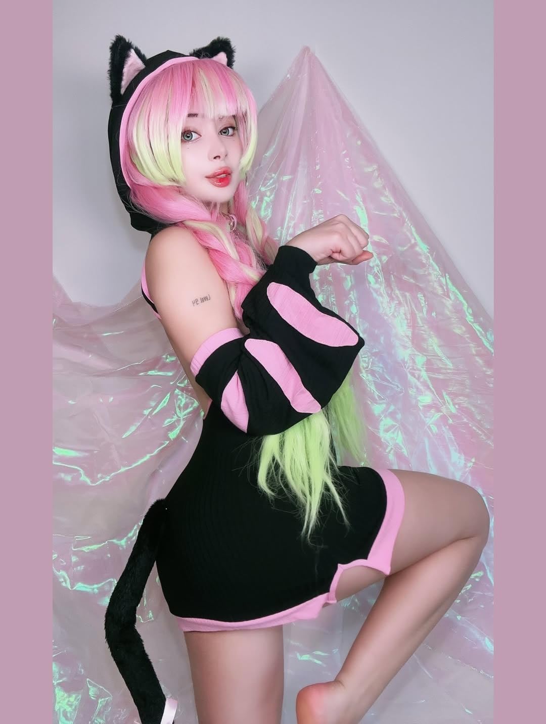 KORURACLUB Seksowny Kostium dla Kobiet z Kotami (Zestaw 4-Częściowy) Bielizna Damska Kostium Anime na Całe Ciało Halloween