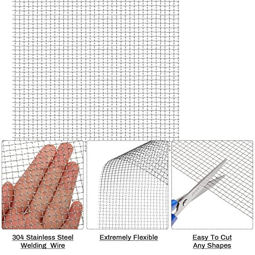 TAIANJI 2 Stück Drahtgitter Wire Mesh, Drahtgeflecht 5 Mesh Feinmaschig 5 mm Löcher Drahtgitter Edelstahl Gitter für Kaninchendraht Metallgitter Als Volierendraht, Grillnetz(36x28cm)