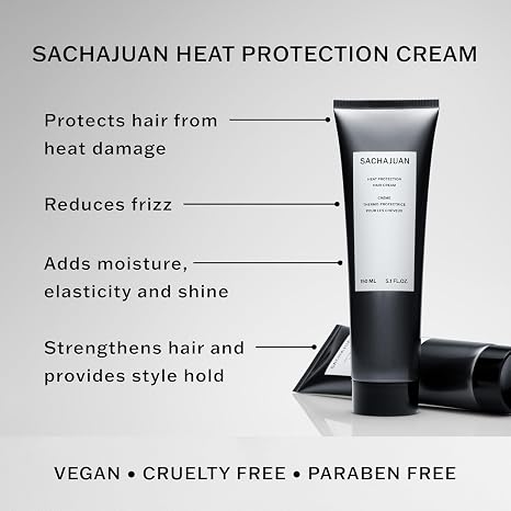 SACHAJUAN Heat Protection Hair Cream | Heat Protectant Up to 446F for Blow Dryer, Straightener & Curling Iron | Reduces Frizz, Adds Shine & Strengthens | Paraben-Free | 5.1 oz