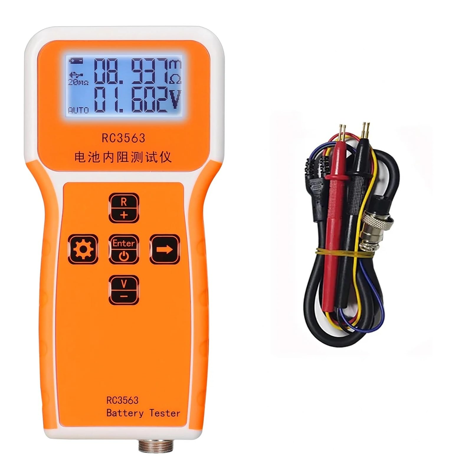 Battery Internal Resistance Tester 200Ω 100V 3-Digit Lead Acid Lithium True 4-Wire Auto Detector(Set B)