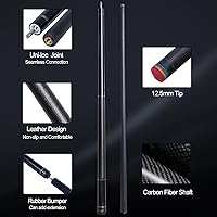 Vista 3 de Taco de Billar de Fibra de Carbono 12.5mm Punta Arcoíris Baja Deflexión Taco de Billar con Junta de Pin Uni-loc y Extensión Taco de Billar-20 oz