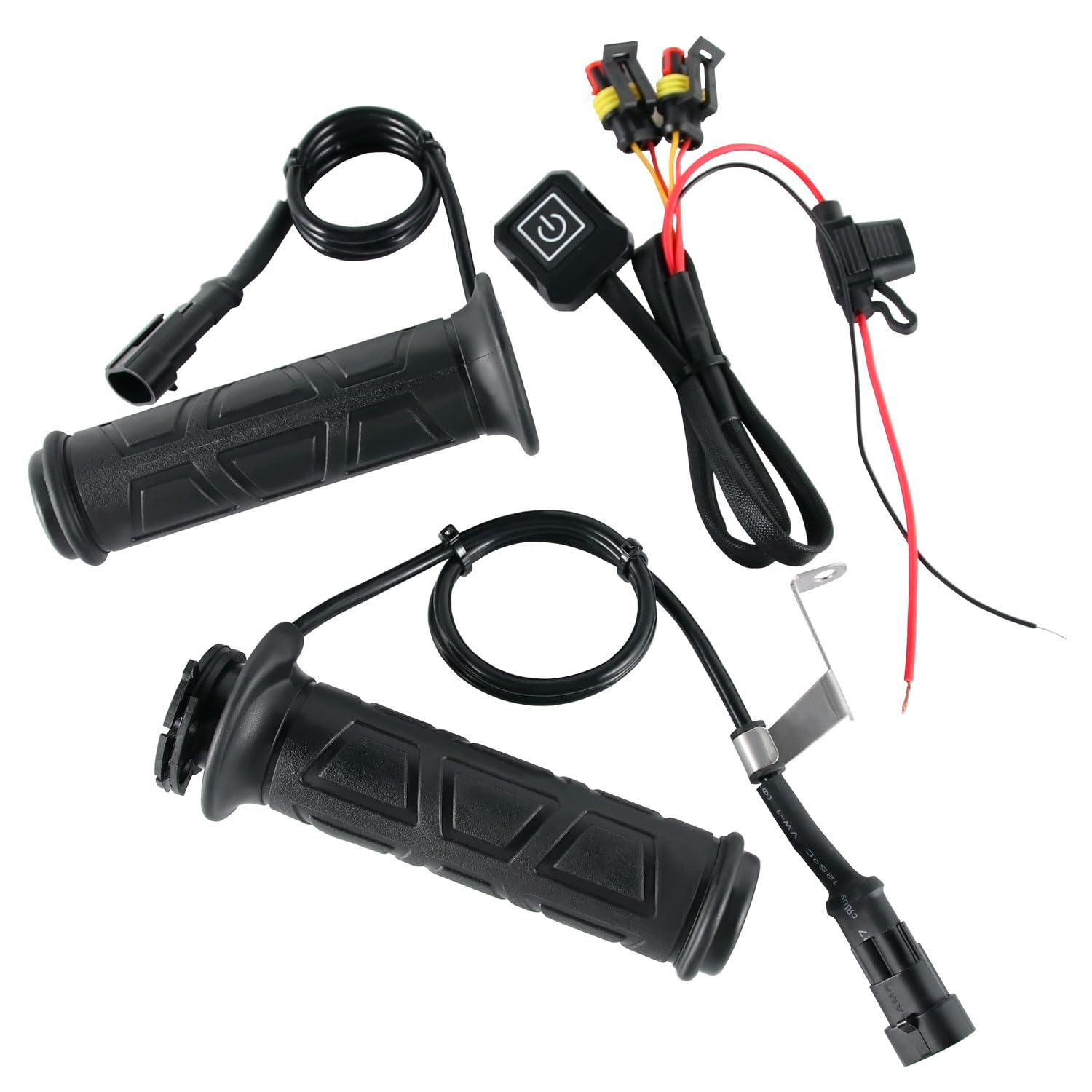 Amazon.co.jp: 汎用 バイク用 温度制御内蔵 グリップヒーター 3段階