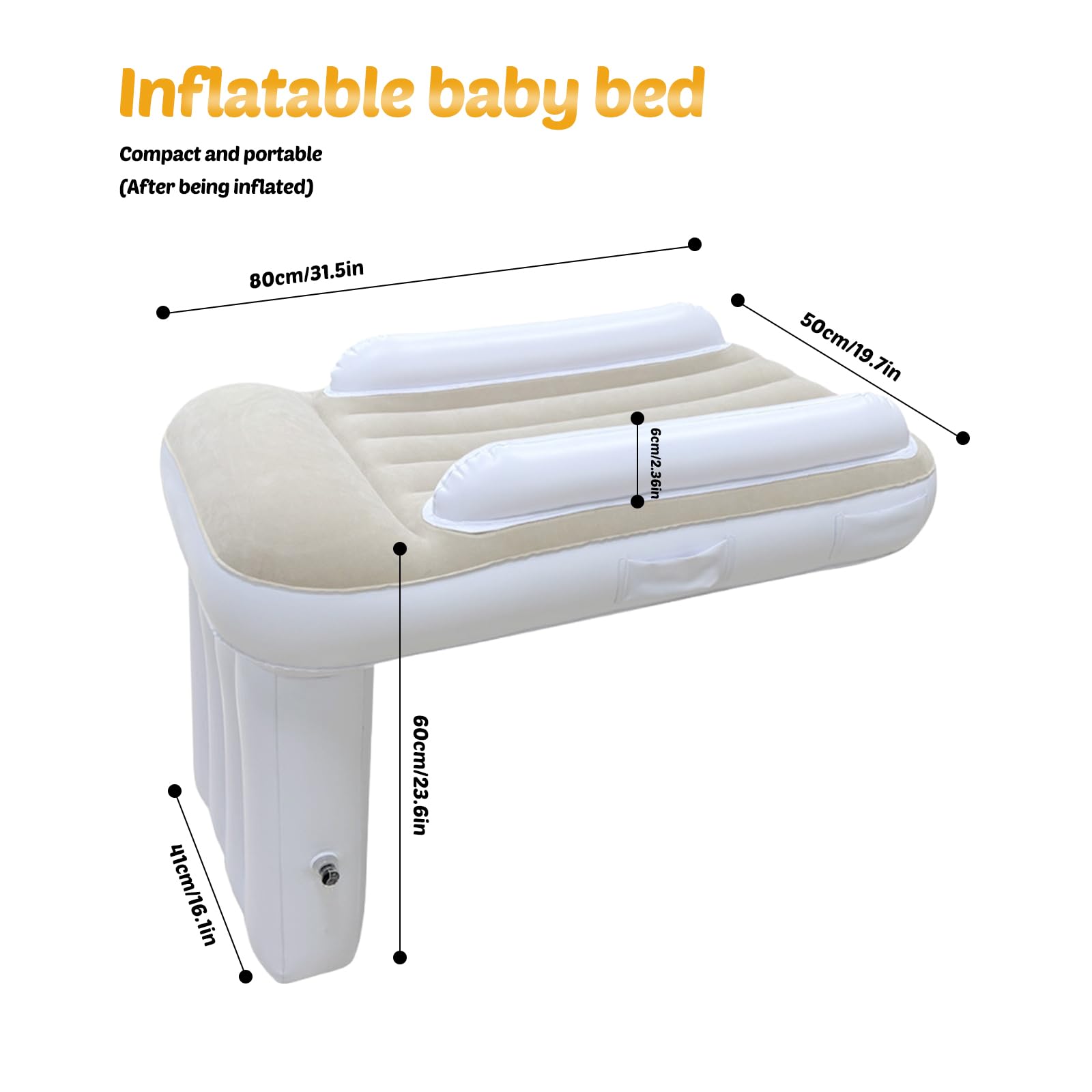 Lettino da aereo per bambini piccoli, gonfiabile, per viaggi di bambini, letto ad aria portatile, prolunga del sedile per aereo, auto, treno, letto da viaggio con lati alti, comodo, leggero