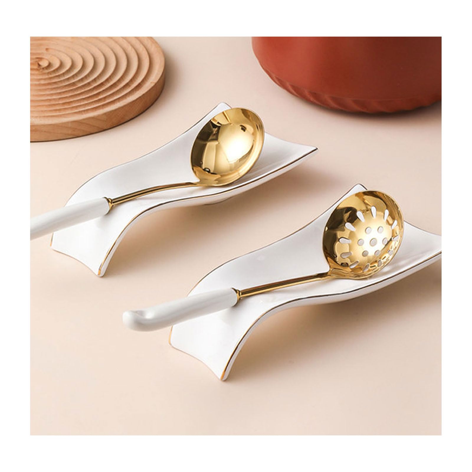 2 Piezas Reposa Cucharas CeráMica Soporte Utensilios Moderno Resistente Calor Para Cucharones EspáTulas Multifuncional-2pcs
