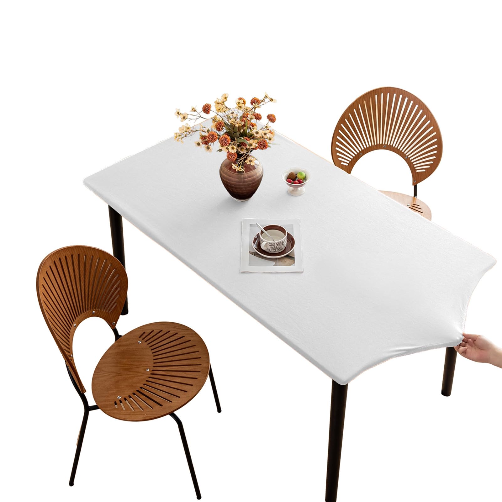Copritavolo Rettangolare Elasticizzato Con Angoli – Grigio Scuro, 90x140 Cm, Impermeabile E Antimacchia, Tovaglia Aderente - 4