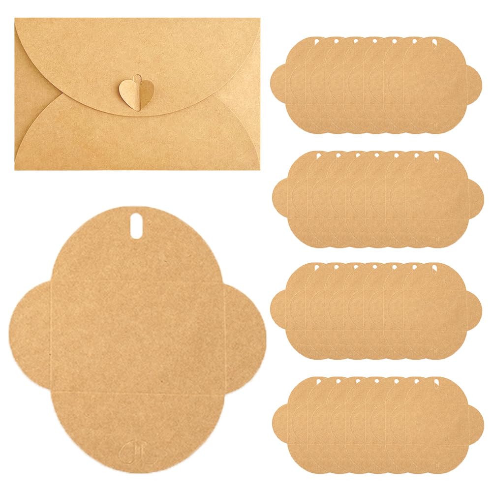 WYAN 30PCS Brown Heart-Shape Lock Envelopes - 0.37mm Kraft Paper DIY Blank Invitation Envelopes, Self-Assembly Envelope, for Cards, Letters, Wedding (17.3x10.7cm, Exclude Paper/Glue) — image 1