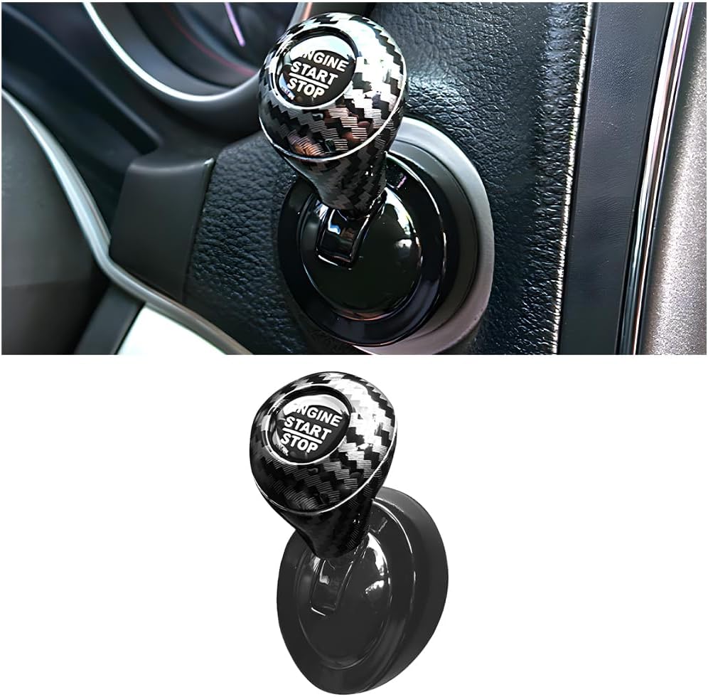 Zpana Car Joystick Push to Start Button Cover, Carbon Fiber Cool Metal Vehicle Engine Starter Stop Button Rocker, Auto Interior One-Touch Push to Start Protector, Universal for Vehicles (Red)