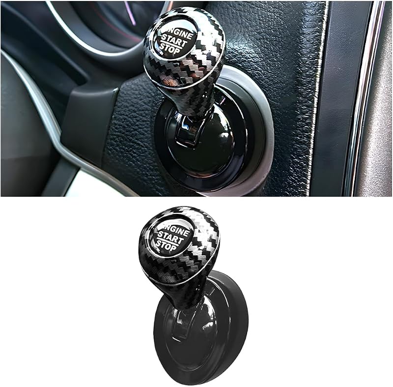 Zpana Car Joystick Push to Start Button Cover, Carbon Fiber Black | Carbon Fiber Metal Push Start Button Cover, Engine Start Stop Rocker Protector, One Touch Ignition, Vehicle Accessory
