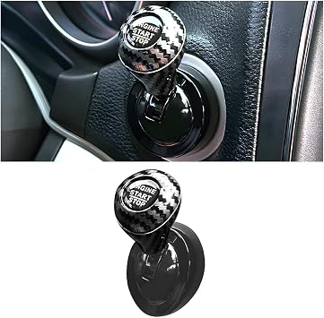 Zpana Car Joystick Push to Start Button Cover, Carbon Fiber Cool Metal Vehicle Engine Starter Stop Button Rocker, Auto Interior One-Touch Push to Start Protector, Universal for Vehicles