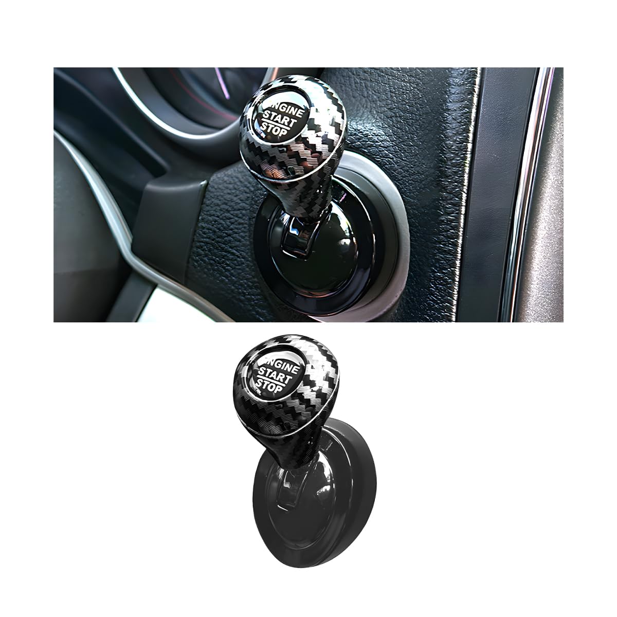 Photo 1 of Zpana Car Joystick Push to Start Button Cover, Carbon Fiber Cool Metal Vehicle Engine Starter Stop Button Rocker, Auto Interior One-Touch Push to Start Protector, Universal for Vehicles