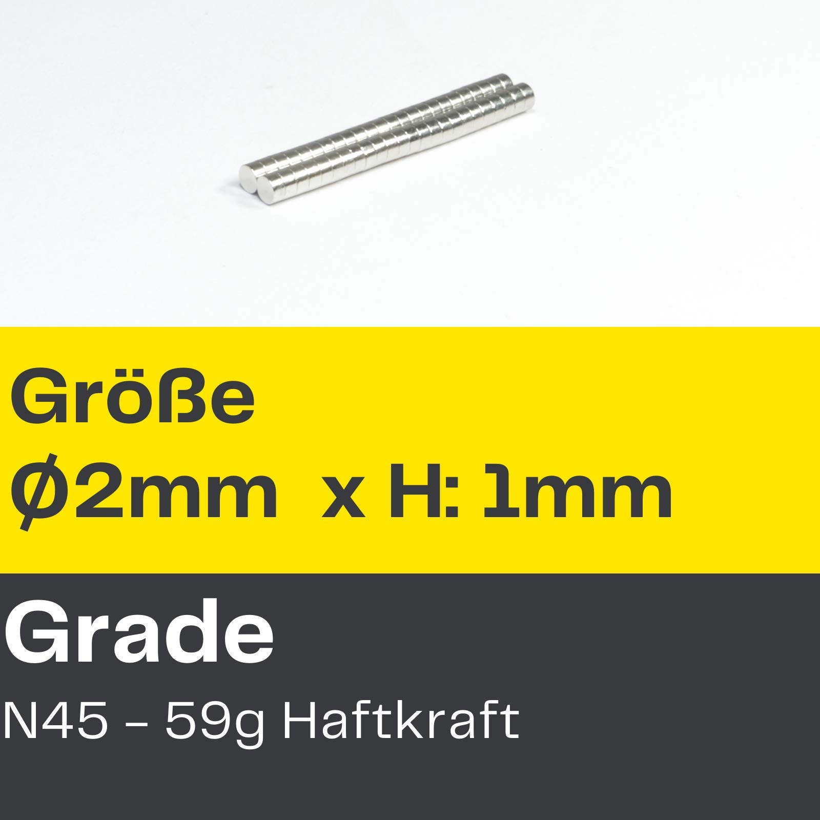 Neodym Magnet Mini Für Magnettafel Pinnwand Kühlschrank Magnetscheibe - Scheibenmagnet - Whiteboard Rund Flach 2mm x 1mm - N45 Stark (960)