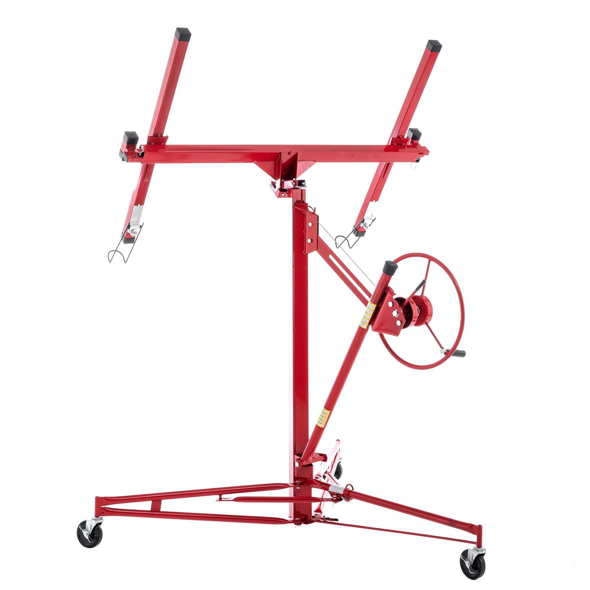 XXL Plattenheber Traglast bis 68 kg Arbeitshöhe 140-350 cm Max. Breite 2,90 m, 1-Mann-Bedienung Trockenbau Montagehilfe Mit 3 Bremse-Rädern für Innenausbau Rot