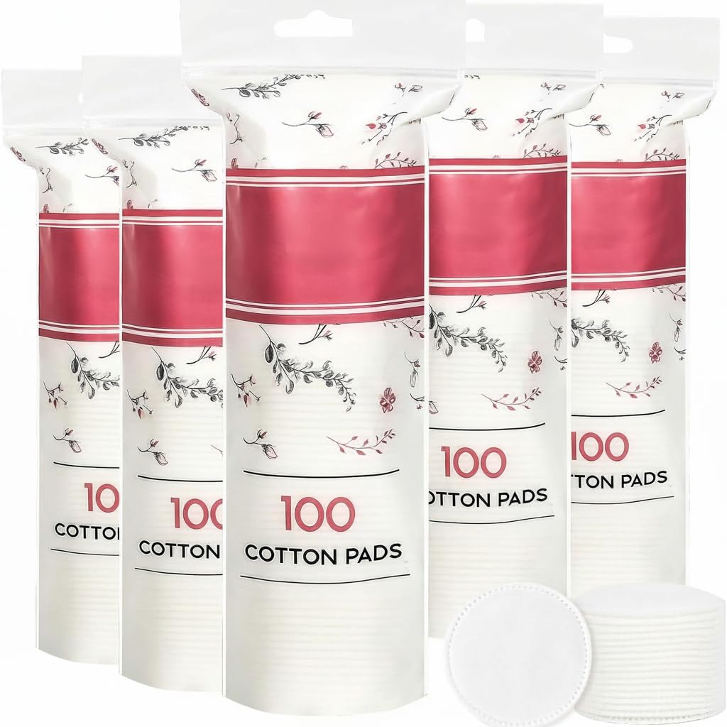 Remover Cotton Pads for face, Cotton Rounds, Hypoallergenic, Lint-Free Makeup Remover Pads, 100% Pure Cotton, Travel-Ready, Portable High-End Cotton Pads, for Face Cleasing Facial Toner(5 Pack)