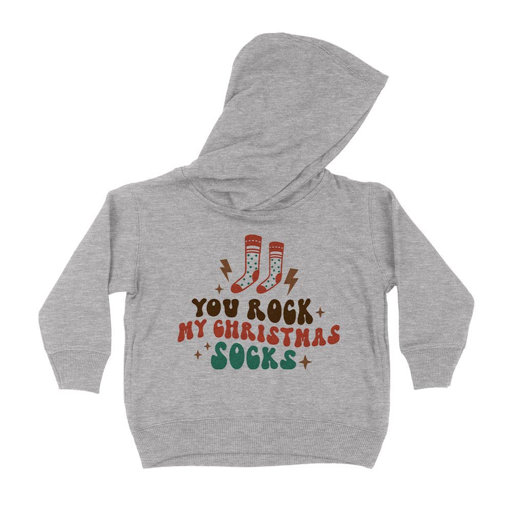 Rock My Christmas Socks Kids Hoodie Sweatshirt Toddler 5T Heather Grey