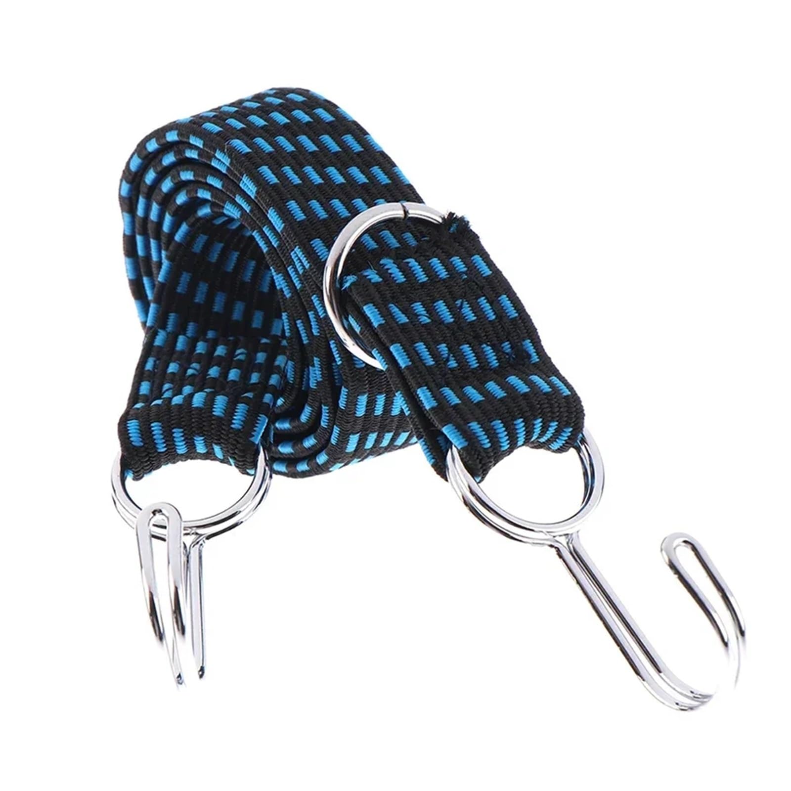 Tie Down Strap, 1M Hooked Bune Cord Adjustable Heavy Duty Lugga Tie Down Straps Flat Rubber Elastic Motorcycle Stretch Cord Good Toughness(Blue 1M)