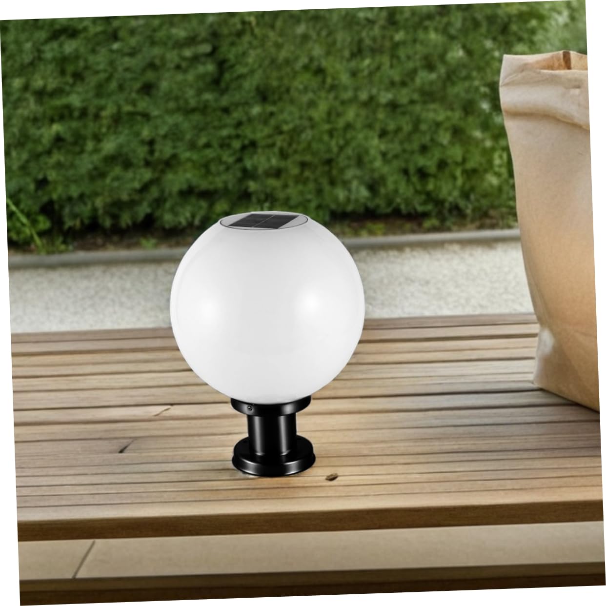 Homoyoyo Lampada Solare per Pilastro Base Nera, LED, 20cm, Giardino | Acciaio Inox, Vetro e Acrilico, Sensore Crepuscolare Integrato, Resistente alle Intemperie, Vialetto
