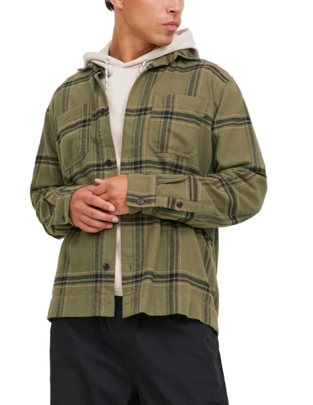 JACK & JONES Herren Jcospace Logan Flannel Overshirt Ls Freizeithemd 12241933 ,Black/Checks:checks ,XXL