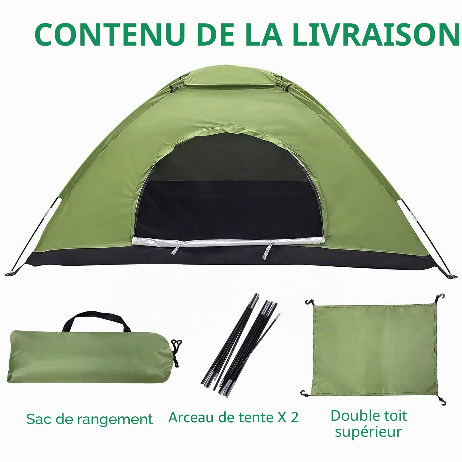 Tente de Camping 2 Personnes Imperméable, Tente 2 Places Randonnée Ultralégère, Facile à Installer Petite Taille de Rangement, Tente Camping pour Le Plein air, Le cyclotourisme, Trekking