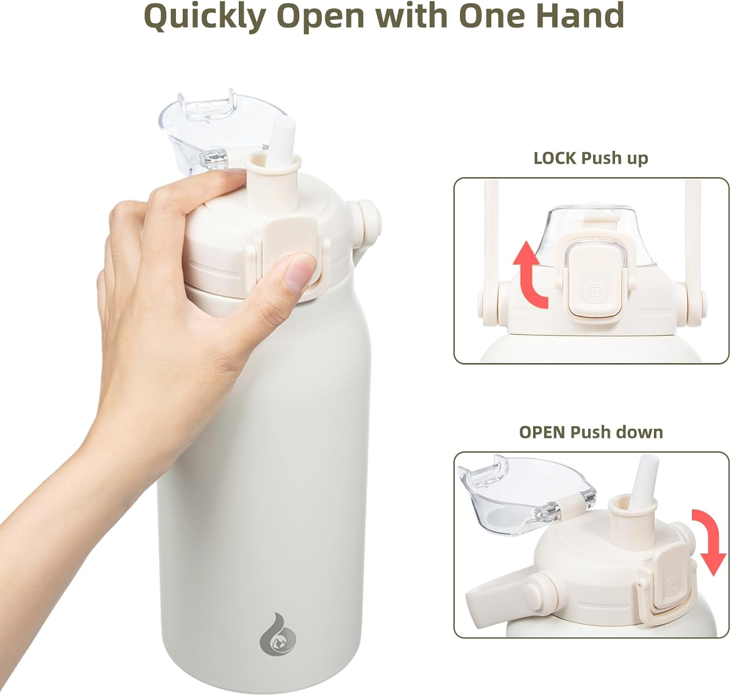 BJPKPK Insulated Water Bottles with Straw, 45 oz Stainless Steel Metal Water Bottle with One-handed Opening Lid, BPA Free Reusable Jugs for Gym Sports Outdoors,White - Image 3