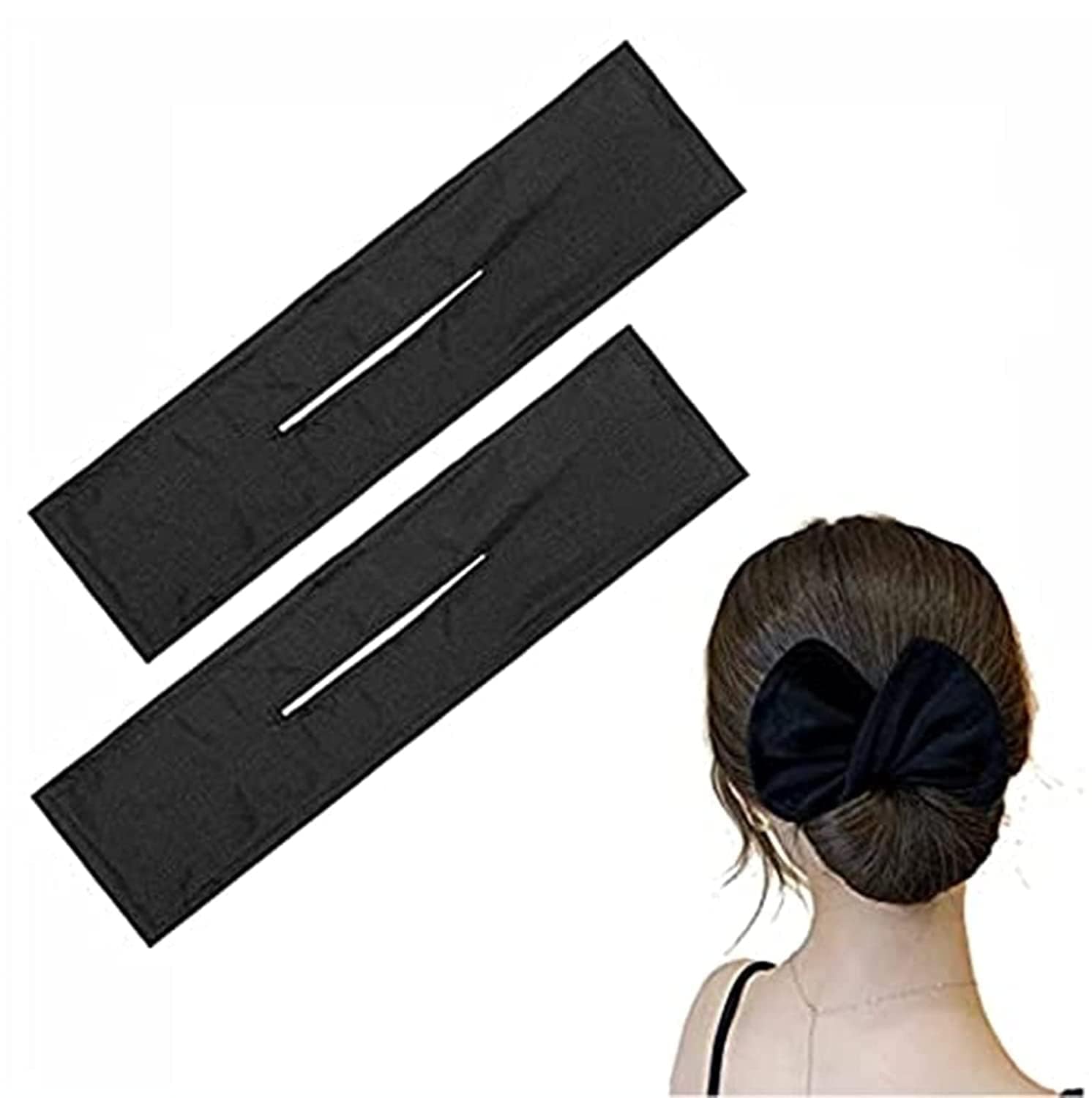 2Pcs Black Cloth Magic Clip French Twist Bun Shaper- for Women's Hair
