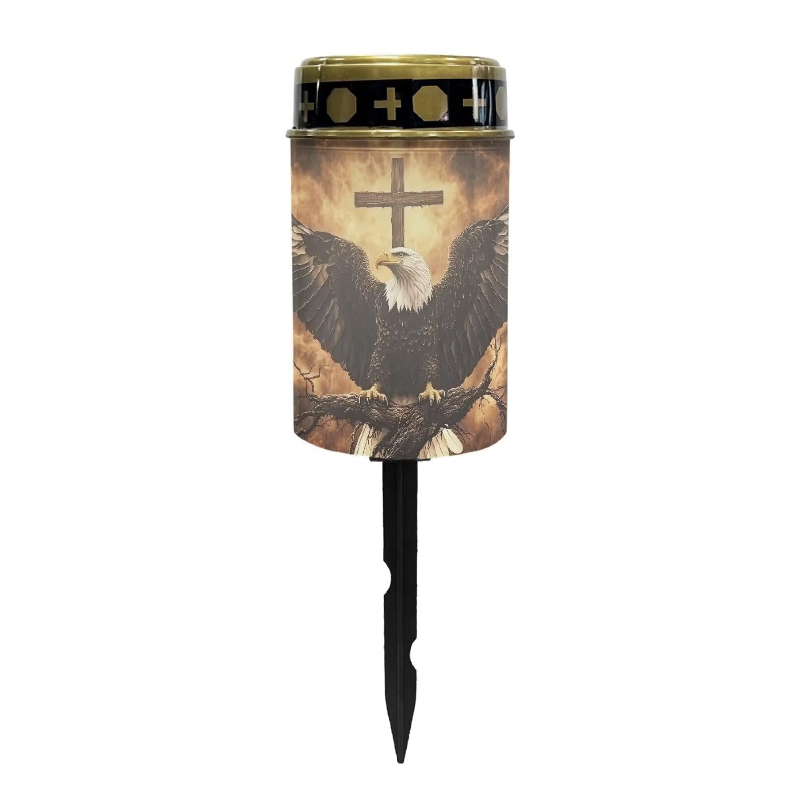 Eagle and Cross Pattern Solar Garden Stake Lights Grave Lamp for Outdoor Cemetery Waterproof Dustproof Flameless Automatic Solar Light