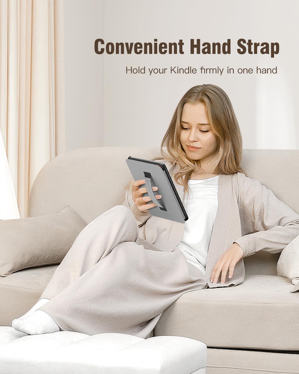 MoKo MoKo Case for All-New 7" Kindle Paperwhite(12th Gen 2024) and Kindle Colorsoft Signature Edition 2024, Lightweight Shell Cover with Hand Strap Auto Wake/Sleep for Kindle Paperwhite 2024, Flowers in use