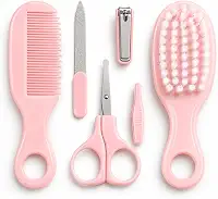 Conjunto Cuidados de Higiene para Bebê com 6 Peças – Escova, Pente, Tesoura, Cortador de Unhas, Lixa e Pinça – Kit Higiene Infantil para Recém-Nascido e Bebê