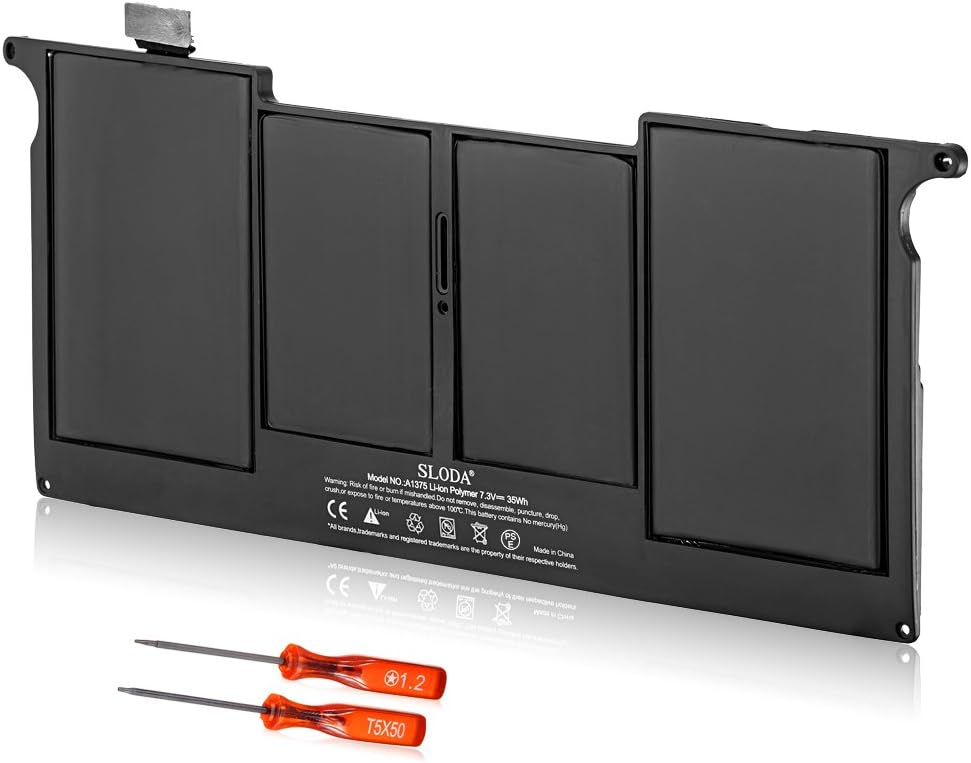 Battery Compatible with Apple MacBook Air 11-Inch A1375(A1370,2010 Version,ONLY) Fitting for MacBook Air 11" MC505 MC506 MC505LL/A MC506LL/A MC507LL/A Laptop Battery[Li-Polymer 7.4V 5200mAh]
