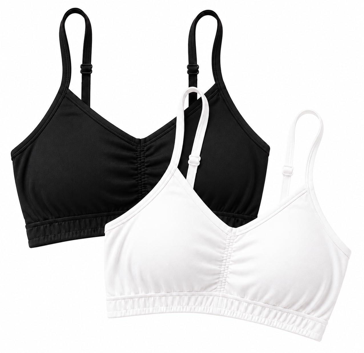 Women Sports Bra Combo Pack of 2 | Padded Bra Adjustable Strap Non Wired Stretchable Bralette Crop Camisole (Black, White, Pink) (in, Alpha, XS, XS, A, 24, Regular, Standard, Black & White)-picture-51