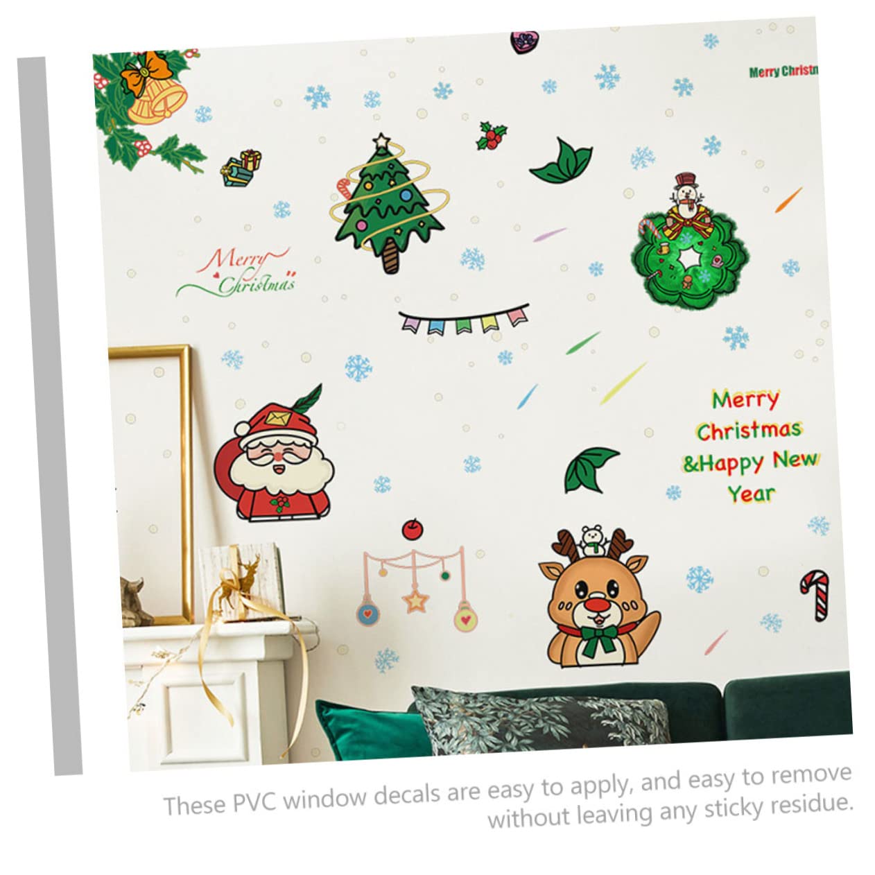 HOMSFOU 30stücke Weihnachtliche Wandsticker Selbstklebende Fensterbilder Für Türen Und Wände Dekoration Für Weihnachten Und Neujahr Einfache Anwendung Wiederverwendbar