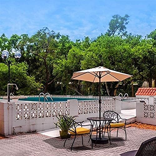 Sun Parasol Umbrella Garden Round Garden Parasol, Sunshade, UV50+, Outdoor Patio Umbrella with Crank for Cafe Beach Pool, 6 Sturdy Ribs