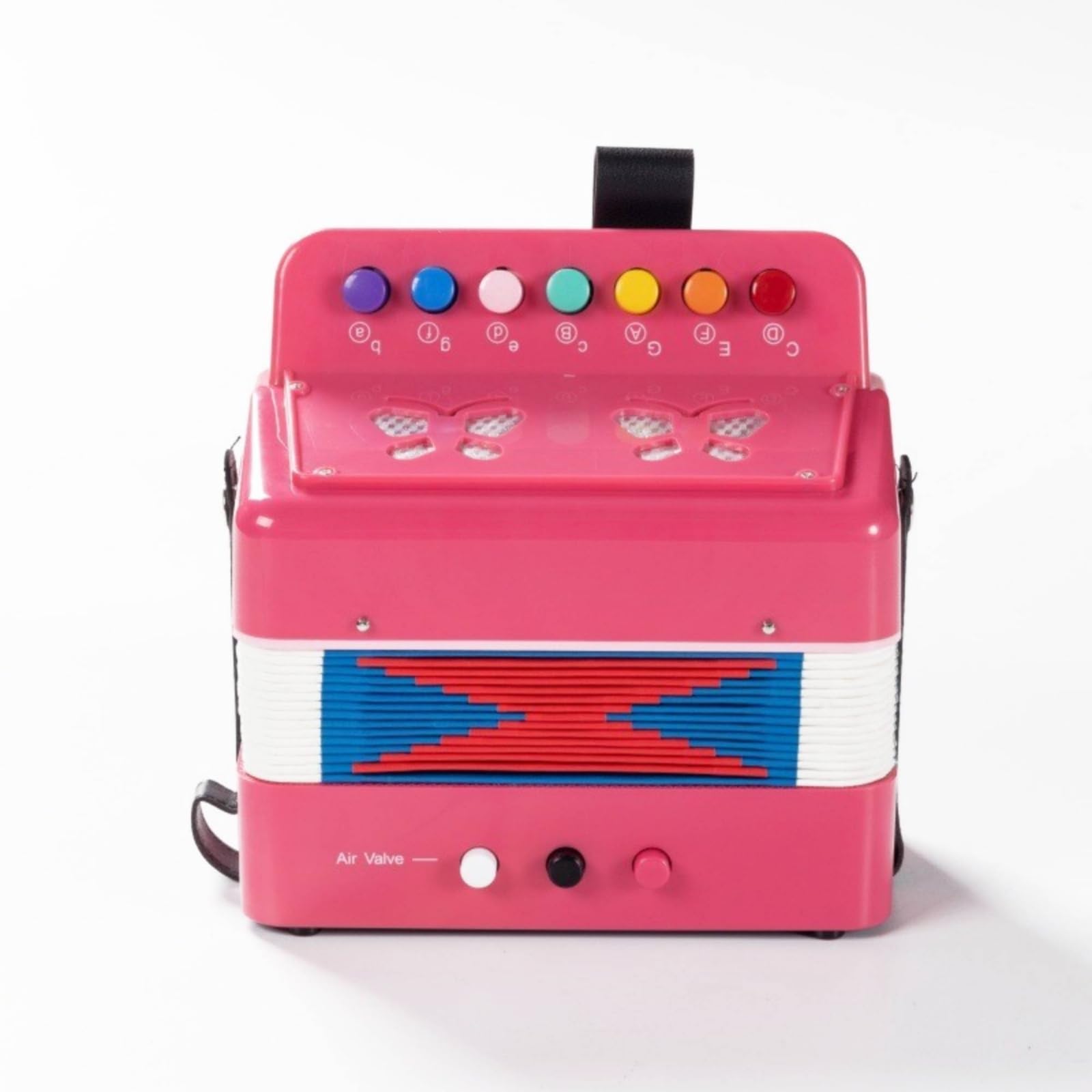 Fisarmonica Giocattolo Colorata Fisarmonica a 7 Tasti Compatta Strumento Musicale per Scuola Prescolare , Rosa Intenso