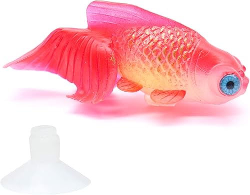 Miniatura 2 de Silicone Artificial Fish Aquarium Decortion High Simulation Lifelike Floating Fake Betta Fish Tank Ornament (Red Goldfish)