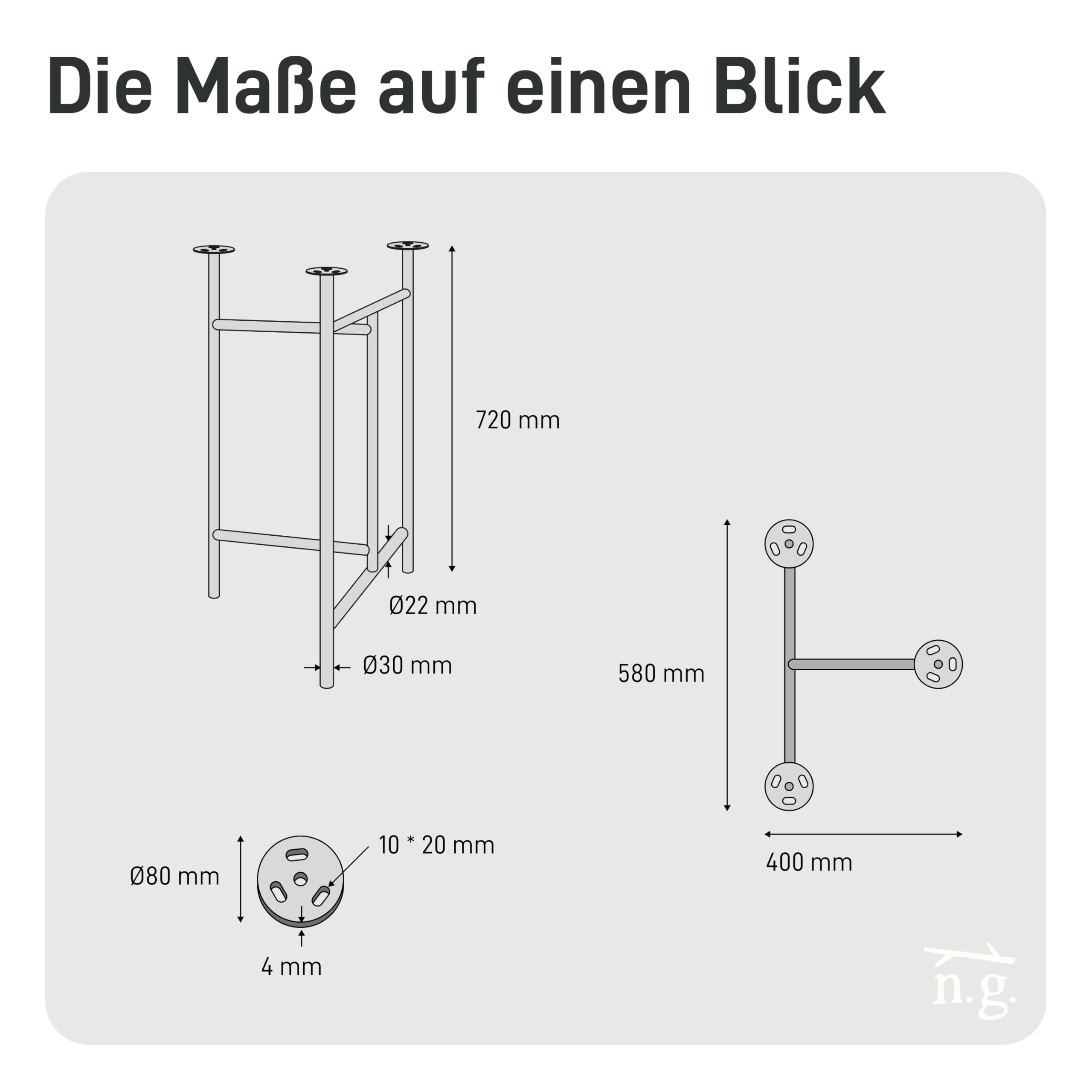 Natural Goods Berlin 2X Tischgestell Trestle - Schwerlast Tischbeine Metall Schwarz - DIY Tischfüße 58 x 72 cm - Schreibtischbeine Tischkufen Stabil - Outdoor Unterstellböcke Werkstatt Wetterfest