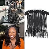 Pouweney Loc Extensions Human Hair Curly Ends 0.4cm Width 10 inch 30 Strands Dreadlock Extensions,100% Permanent Human Hair Dreads Natural Black Curly Locs