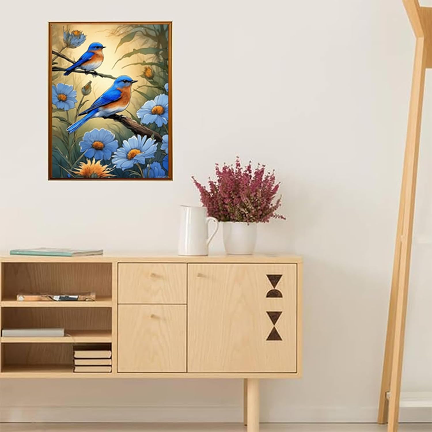 HMDIIMGE Eastern Bluebird Diamond Painting Kits, Diamond Painting Painting for Beginners, 5D Diamond Crystal Process, Wall Theatre Decor or Birthday Gift Giving Chritmas Decor 12x16 inch