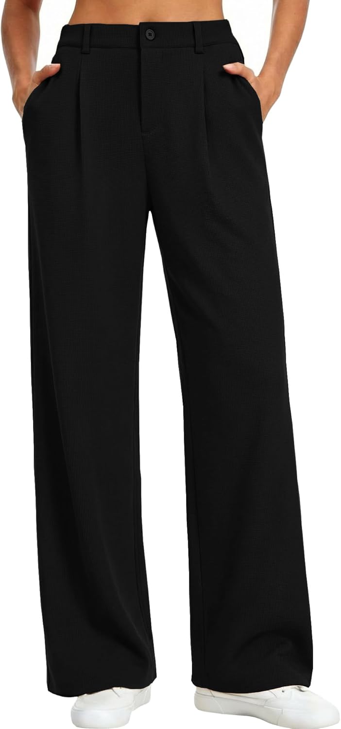Feiersi Womens Wide Leg Pants Stretchy Work Dress Pants High Waist Business Casual Slacks Trousers 28"