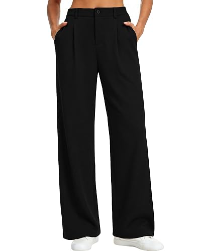Feiersi Womens Wide Leg Pants Stretchy Work Dress Pants High Waist Business Casual Slacks Trousers 28"
