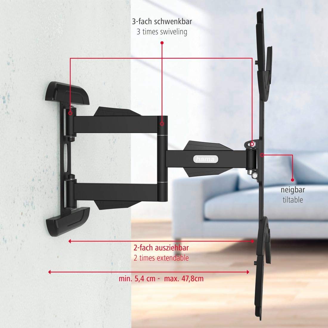 Hama TV Wandhalterung - Neigbar Für 32-75 Zoll Fer Produktbild-Vorschau 6