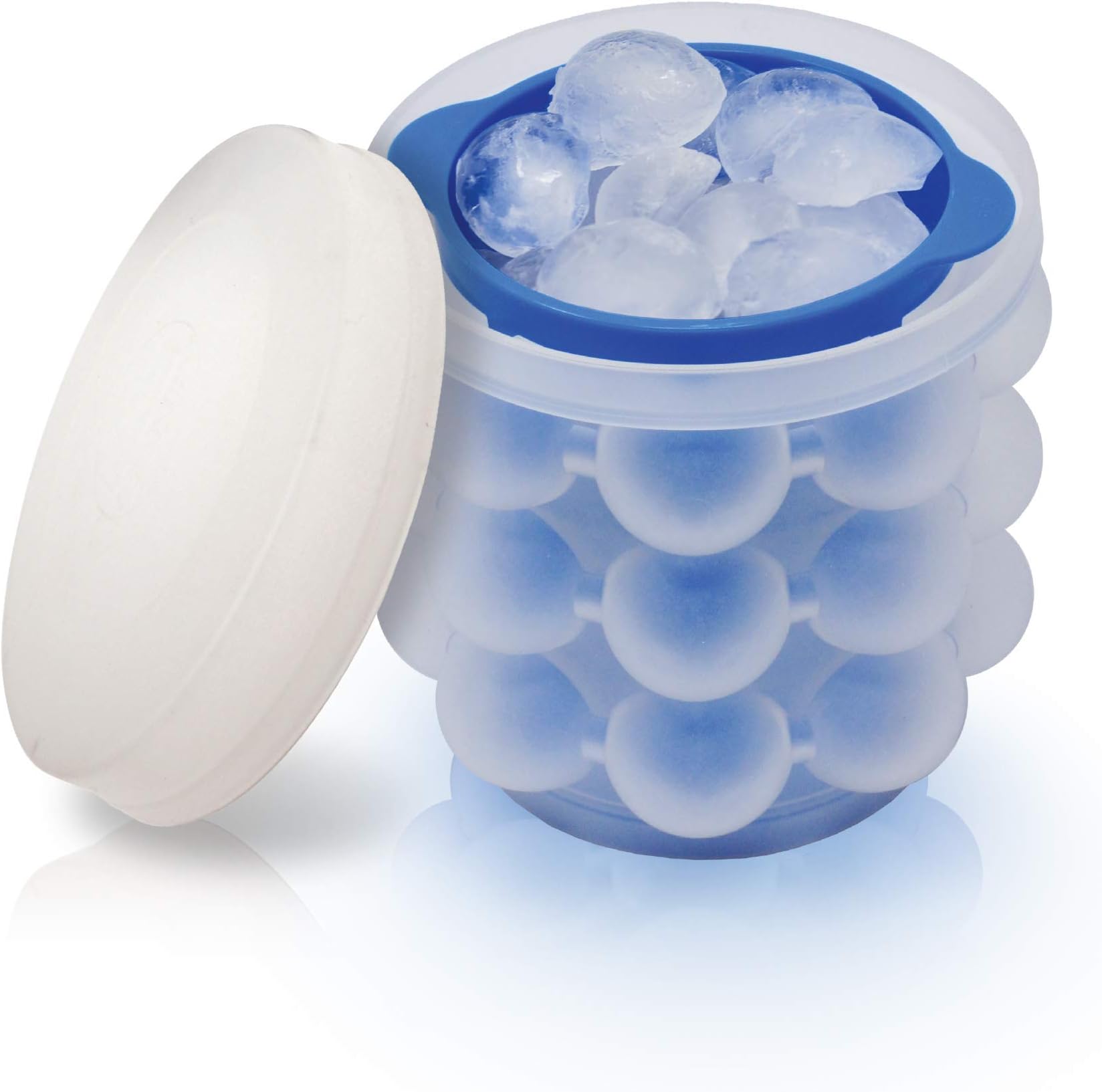 Ice Genie New & Improved- The Original Ice Cube Maker, Holds up to 72 Cubes, Now Larger Cubes, Silicone Bucket With Lid, Use Indoors/Outdoors, Bottled Beverage Cooler, Dishwasher Safe & BPA-FREE