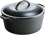 Lodge 5 Quart Cast Iron Dutch Oven. Pre-Seasoned Pot with Lid and Dual Loop Handle 5 Quart Dutch Oven